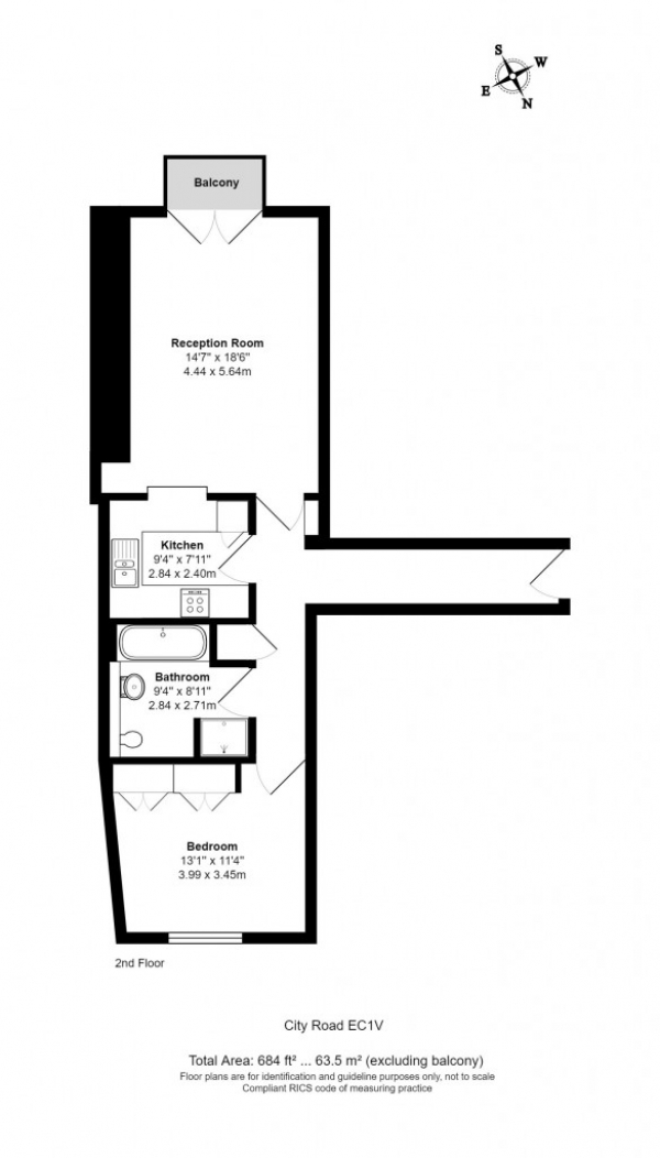 Floor Plan Image for 1 Bedroom Flat to Rent in Angel Point,  Angel, EC1V