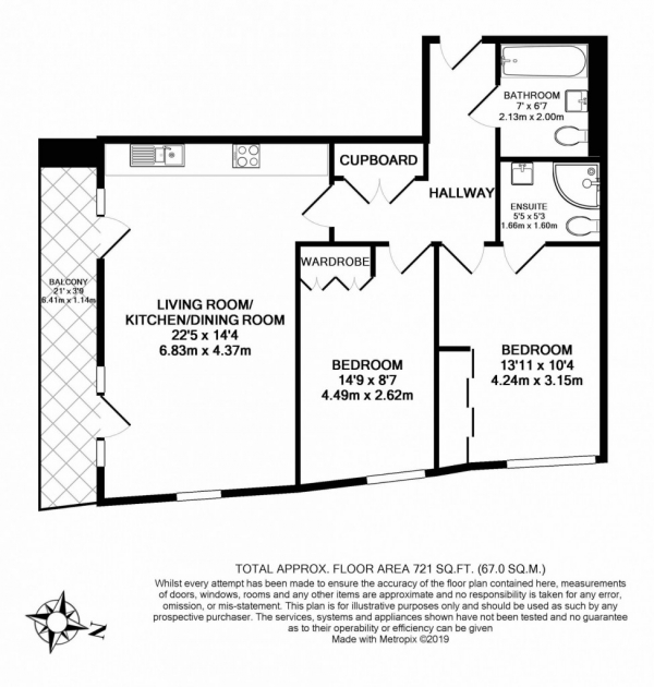 Floor Plan Image for 2 Bedroom Flat to Rent in Cityscape Apartments Heneage Street,  Shoreditch, E1