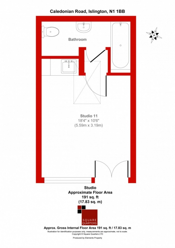 Floor Plan Image for Studio for Sale in Caledonian Road,  Islington, N1