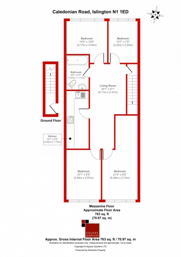 Floor Plan Image for 4 Bedroom Flat for Sale in Caledonian Road,  Islington, N1