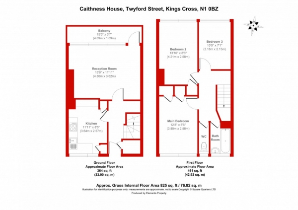 Floor Plan Image for 3 Bedroom Flat for Sale in Caithness House Twyford Street,  Kings Cross, N1