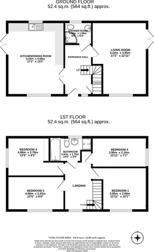 Floor Plan Image for 4 Bedroom Detached House for Sale in Harewood Close, Crawley, West Sussex. RH10 8AL