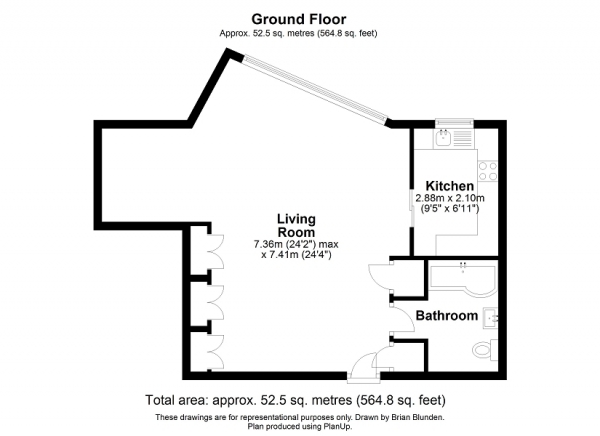 Floor Plan for 1 Bedroom Flat for Sale in Kings Road, Horsham, West Sussex. RH13 5SU, RH13, 5SU -  &pound190,000