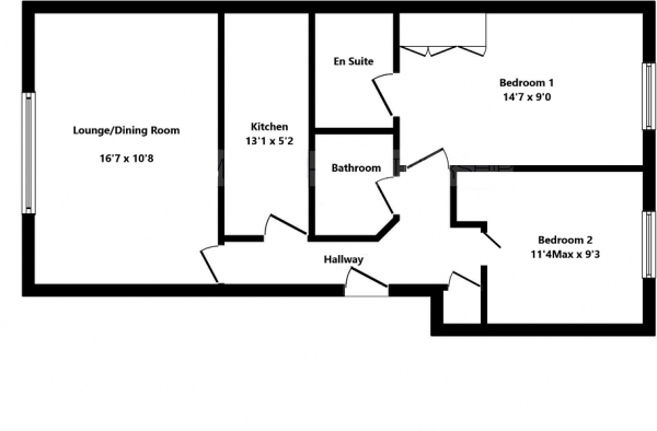 Floor Plan Image for 2 Bedroom Flat for Sale in Beverley Mews, Crawley, West Sussex. RH10 1UE