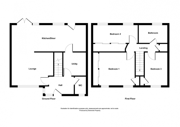 Floor Plan for 3 Bedroom Terraced House for Sale in Midgeley Road, Crawley, West Sussex. RH10 8EE, RH10, 8EE - Offers in Excess of &pound375,000