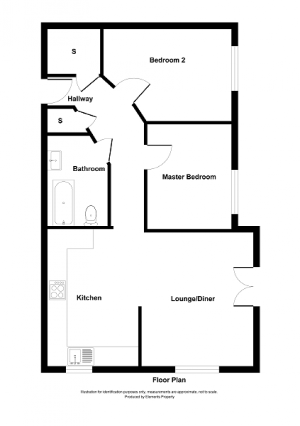 Floor Plan for 2 Bedroom Flat for Sale in Castlerigg Way, Maidenbower, Crawley, West Sussex. RH10 7GE, RH10, 7GE - Guide Price &pound250,000