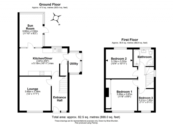 Floor Plan for 3 Bedroom Semi-Detached House for Sale in The Green, Copthorne, Crawley, West Sussex. RH10 3RB, RH10, 3RB - Offers Over &pound430,000