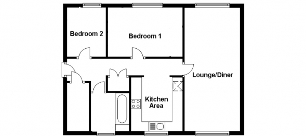 Floor Plan for 2 Bedroom Flat for Sale in Byrd Road, Crawley, West Sussex. RH11 8XG, RH11, 8XG -  &pound220,000