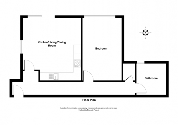 Floor Plan for 1 Bedroom Ground Flat for Sale in Beech House, Waterside Close, Crawley, West Sussex. RH11 6AT, RH11, 6AT - Offers Over &pound200,000