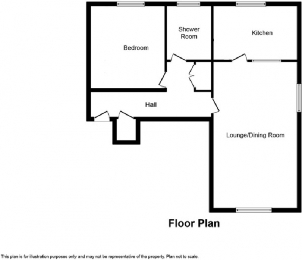 Floor Plan for 1 Bedroom Ground Flat for Sale in Hambleton Hill, Crawley, West Sussex. RH11 8SY, RH11, 8SY -  &pound175,000