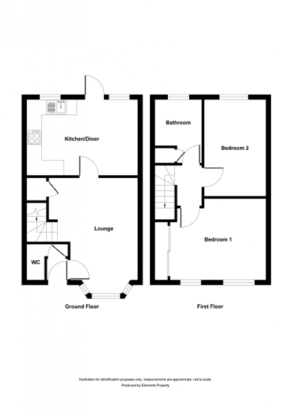 Floor Plan Image for 2 Bedroom Terraced House for Sale in Wright Close, Maidenbower, Crawley, West Sussex. RH10 7NQ