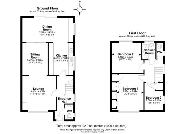 Floor Plan Image for 3 Bedroom Semi-Detached House for Sale in Gossops Green Lane, Crawley, West Sussex. RH11 8DT