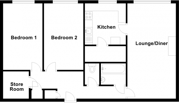 Floor Plan Image for 2 Bedroom Flat for Sale in Milton Mount, Crawley, West Sussex. RH10 3DX