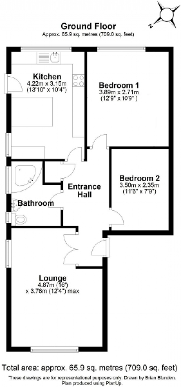 Floor Plan Image for 2 Bedroom Semi-Detached Bungalow for Sale in Bracken Close, Crawley, West Sussex. RH10 8JR