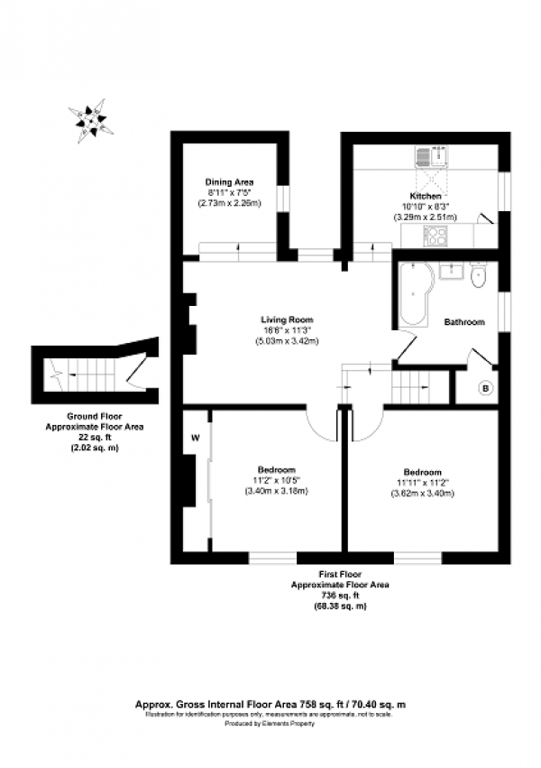 Floor Plan for 2 Bedroom Maisonette for Sale in Priory Road, Reigate, Surrey. RH2 8JB, RH2, 8JB -  &pound390,000