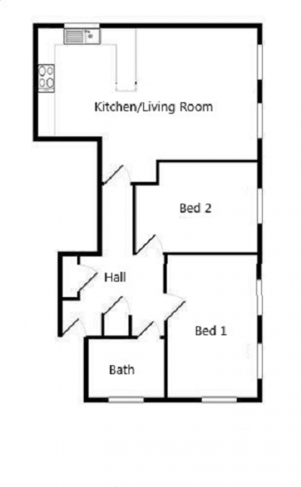 Floor Plan Image for 2 Bedroom Flat for Sale in Oakwood Court, Crawley, West Sussex. RH11 9TT