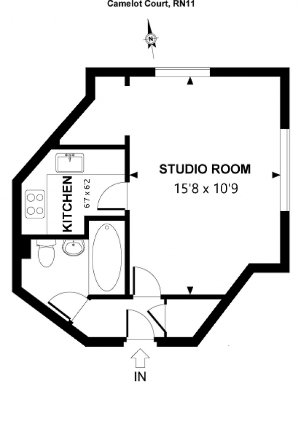 Floor Plan for Studio for Sale in Camelot Court, Ifield, Crawley, West Sussex. RH11 0PB, RH11, 0PB - OIRO &pound150,000