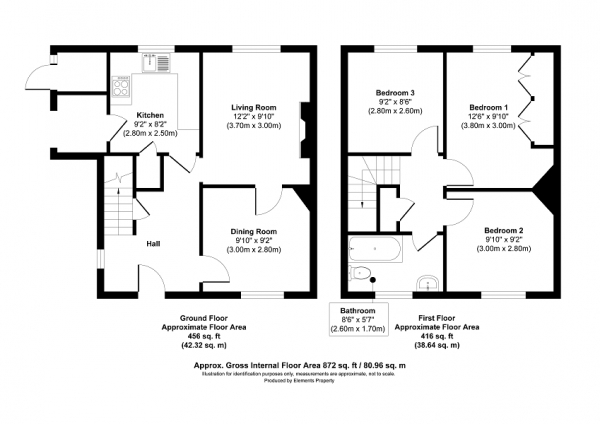 Floor Plan Image for 3 Bedroom Semi-Detached House for Sale in Mark Cross, Crowborough, East Sussex. TN6 3PP