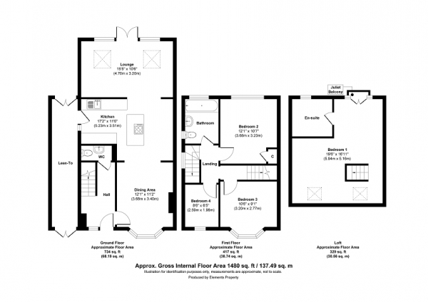 Floor Plan Image for 4 Bedroom Semi-Detached House for Sale in Barnfield Road, Crawley, West Sussex. RH10 8DP