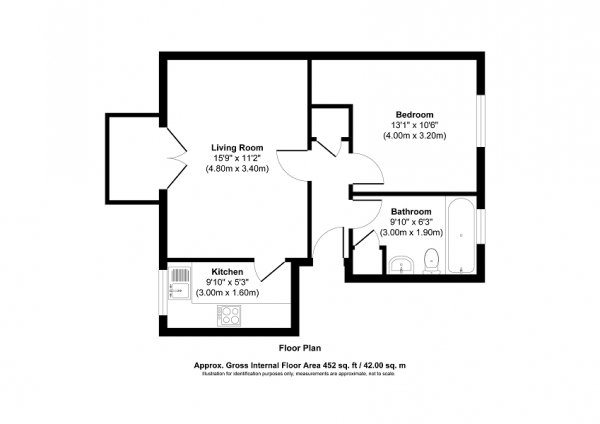 Floor Plan Image for 1 Bedroom Flat for Sale in The Strand, Brighton Marina Village, Brighton, East Sussex. BN2 5XD