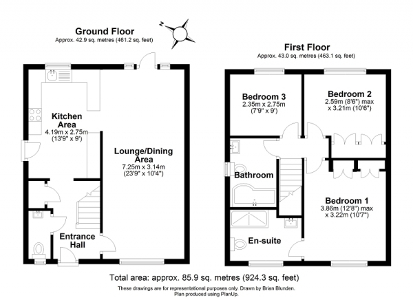 Floor Plan Image for 3 Bedroom Detached House for Sale in Bancroft Road, Maidenbower, Crawley, West Sussex. RH10 7WS