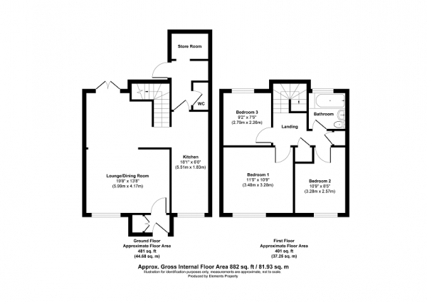 Floor Plan Image for 3 Bedroom Terraced House for Sale in Downland Drive, Crawley, West Sussex. RH11 8QU