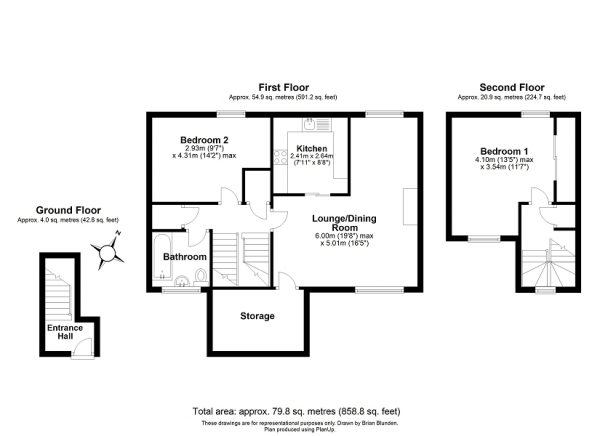 Floor Plan Image for 2 Bedroom Maisonette for Sale in Corby Close, Bewbush, Crawley, West Sussex. RH11 6EA