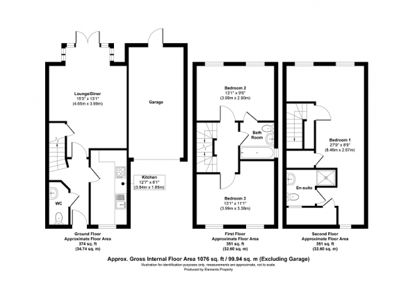 Floor Plan Image for 3 Bedroom Semi-Detached House for Sale in Bedivere Road, Crawley. RH11 0FX