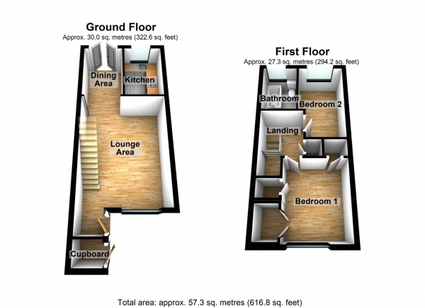 Floor Plan for 2 Bedroom Property for Sale in Mariners Walk, Erith  ** VIDEO & 3D FLOORPLAN AVAILABLE **, DA8, 2PE - OIRO &pound300,000