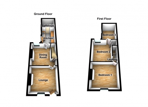 Floor Plan Image for 3 Bedroom Terraced House for Sale in Brook Street, Erith  ***3D FLOORPLAN & VIDEO  AVAILABLE ***