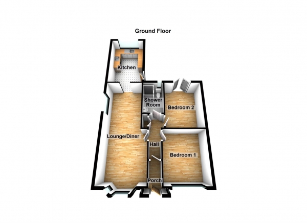 Floor Plan for 2 Bedroom Bungalow for Sale in Abbots Walk, Bexleyheath  ***  VIDEO & 3D FLOORPLAN AVAILABLE ***, DA7, 5RN -  &pound450,000