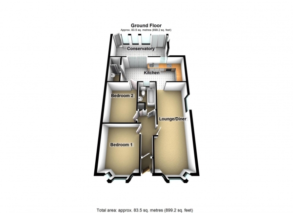 Floor Plan Image for 2 Bedroom Bungalow for Sale in Long Lane, Bexleyheath  ** VIDEO & 3D FLOORPLAN AVAILABLE **