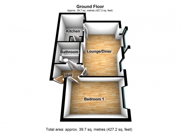 Floor Plan for 1 Bedroom Flat for Sale in West Street, Erith, DA8, 1AW -  &pound165,000