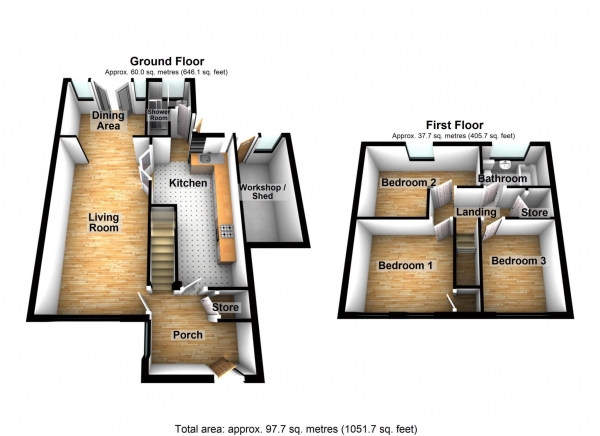 Floor Plan for 3 Bedroom Property for Sale in Lincoln Close, Erith DA8 2EB ** VIDEO & 3D FLOORPLAN AVAILABLE **, DA8, 2EB -  &pound400,000