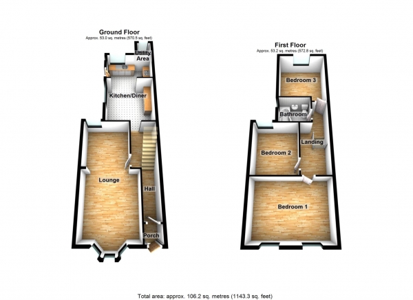 Floor Plan Image for 3 Bedroom Property for Sale in Bexley Road, Northumberland Heath, Erith  ** VIDEO & 3D FLOORPLAN AVAILABLE **