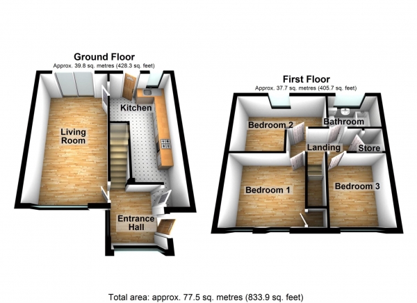 Floor Plan Image for 3 Bedroom Terraced House for Sale in Lincoln Close, Slade Green ** VIDEO & 3D FLOORPLAN AVAILABLE **