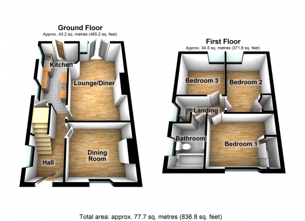 Floor Plan Image for 3 Bedroom Property for Sale in West Holme, Erith   ** VIDEO & 3D FLOORPLAN AVAILABLE **