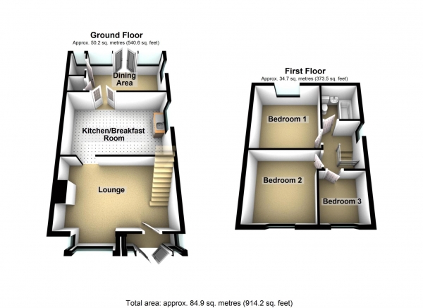 Floor Plan Image for 3 Bedroom Property for Sale in Lincoln Road, Erith   ** VIDEO & 3D FLOORPLAN AVAILABLE **