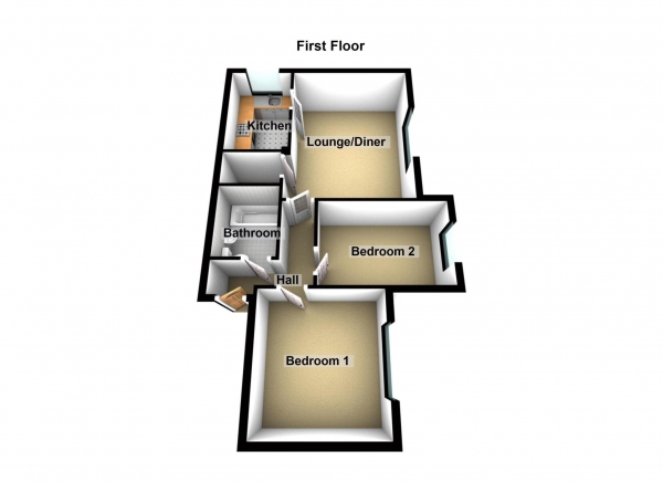 Floor Plan Image for 2 Bedroom Flat to Rent in Cedar Avenue, Sidcup, Kent