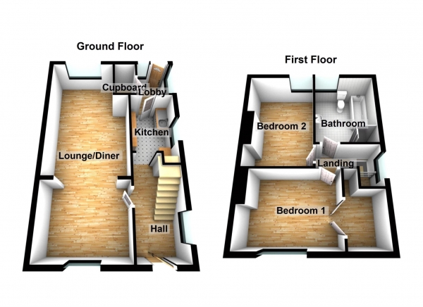 Floor Plan for 2 Bedroom Property for Sale in Barnehurst Close, Northumberland Heath, Erith  ** 3D FLOORPLAN & VIDEO AVAILABLE **, Northumberland Heath, DA8, 3NL - Offers in Excess of &pound349,950