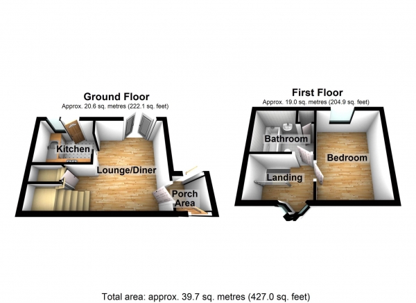 Floor Plan for 1 Bedroom Property for Sale in Drummond Close, Erith    ** VIDEO & 3D FLOORPLAN AVAILABLE **, DA8, 3QS -  &pound215,000