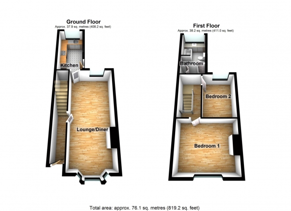 Floor Plan Image for 2 Bedroom Property for Sale in Smithies Road, SE2 0TF * Video tour & 3D Floor plans available *