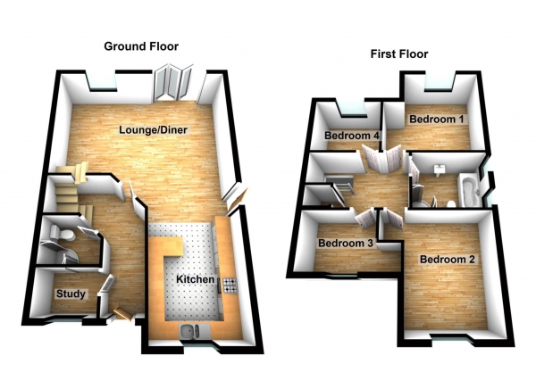 Floor Plan for 4 Bedroom Detached House for Sale in Birchington Close, Bexleyheath, * BRAND NEW HOME *, DA7, 5ED - Guide Price &pound600,000