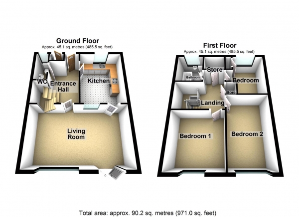 Floor Plan Image for 3 Bedroom Property for Sale in Aisher Road, Thamesmead  ** VIDEO & 3D FLOORPLAN AVAILABLE **