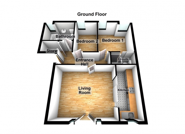 Floor Plan Image for 2 Bedroom Flat for Sale in CHARLESMERE GARDENS SE28 0AL   * VIDEO & 3D FLOORPLAN AVAILABLE *