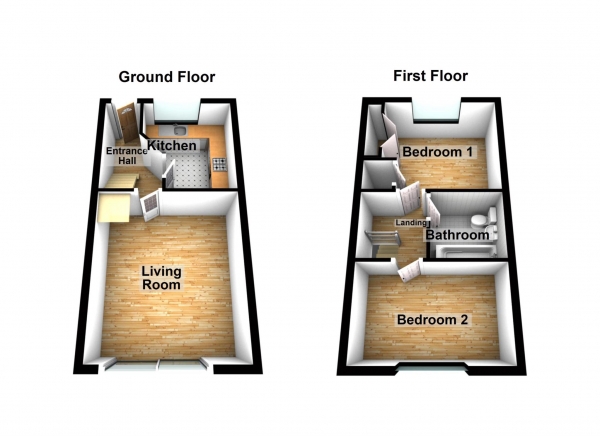 Floor Plan Image for 2 Bedroom Property for Sale in ST MELLION CLOSE SE28 8QD *** VIDEO & 3D FLOORPAN AVAILABLE ***
