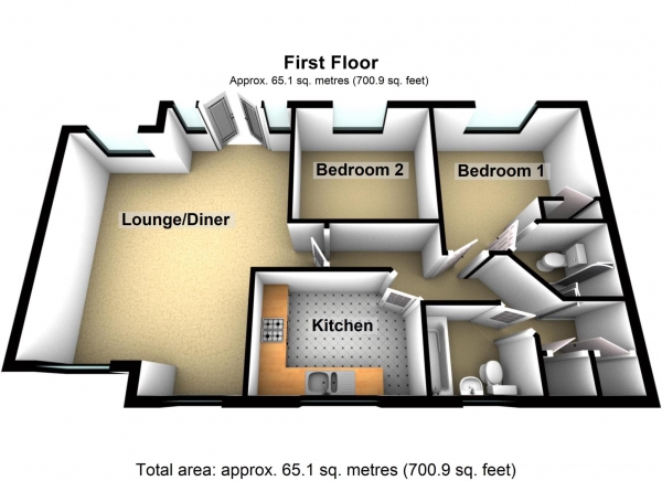 Floor Plan Image for 2 Bedroom Flat for Sale in Hill View Drive, Thamesmead