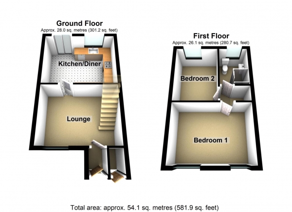 Floor Plan Image for 2 Bedroom Property for Sale in Tanhurst Walk, Abbey Wood   ** VIDEO & 3D FLOORPLAN AVAILABLE **