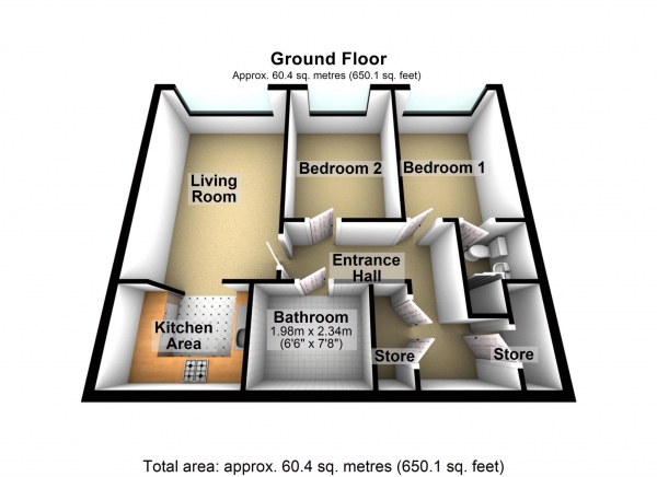 Floor Plan Image for 2 Bedroom Flat for Sale in Jutland House, Little Brights Road