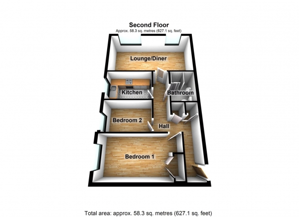 Floor Plan Image for 2 Bedroom Flat for Sale in Court Lodge, Upper Belvedere